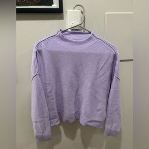 Anthropologie Pilcro Alani Cashmere Sweater Medium Lilac Cropped Boxy Mock Neck